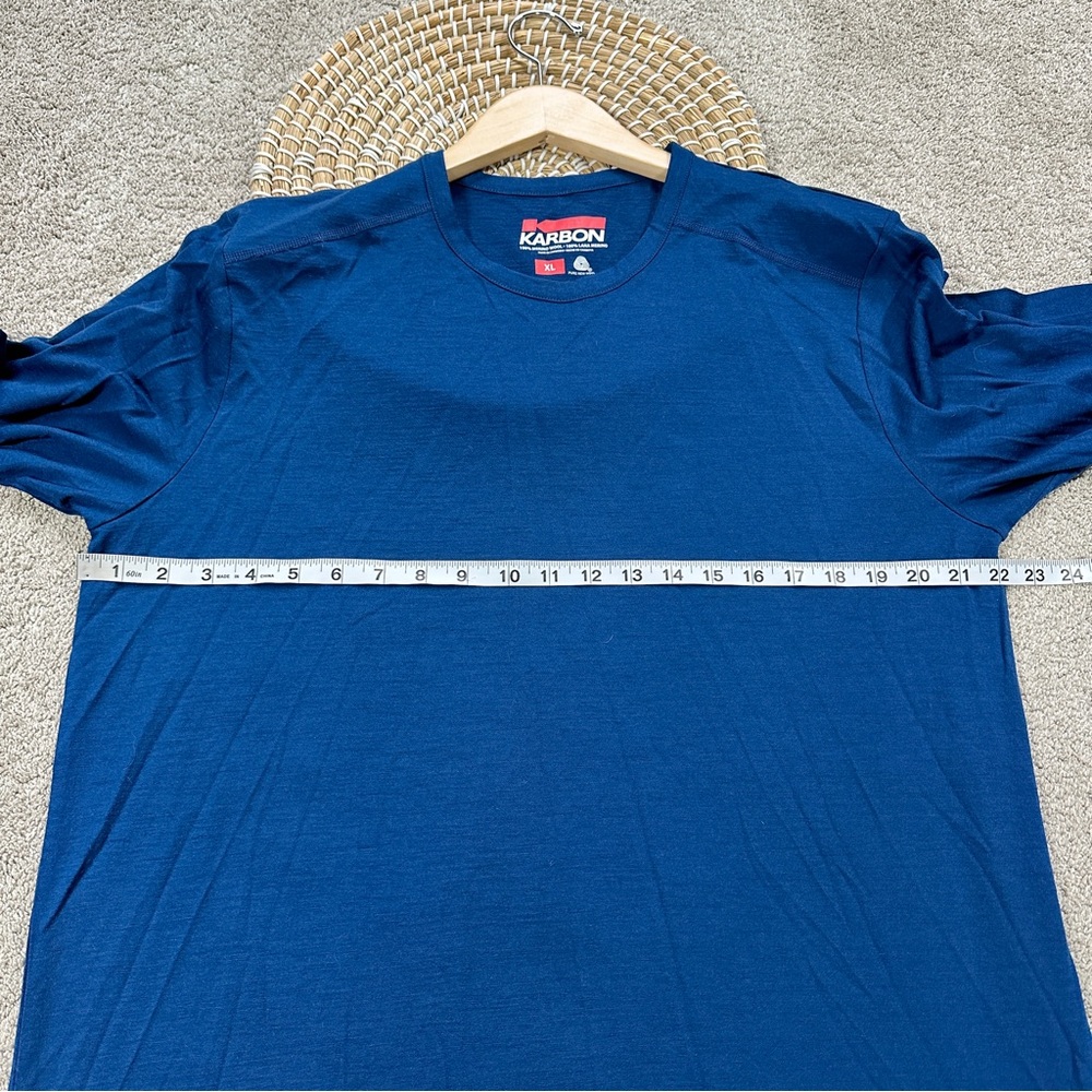 Karbon Men’s Merino Wool Longsleeve Shirt Crew Neck Base Layer Outdoor Blue XL - Picture 11 of 13